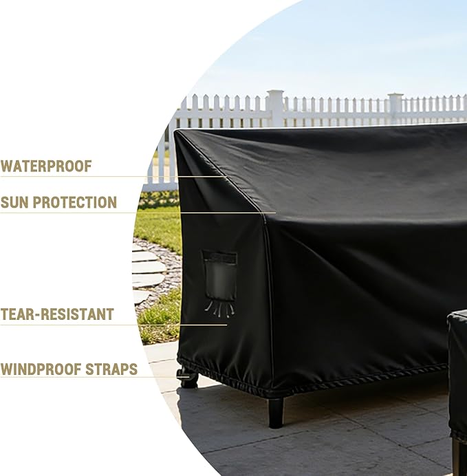 Outdoor Couch Cover Waterproof, Outdoor Sofa/Loveseat/Patio Furniture Cover - 62"W x 40"D x 35"H
