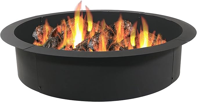 Sunnydaze Outdoor Fire Pit Ring - Heavy-Duty Round Steel Fire Ring Insert - DIY Above or In-Ground - 45-Inch Outer/39-Inch Inner Diameter