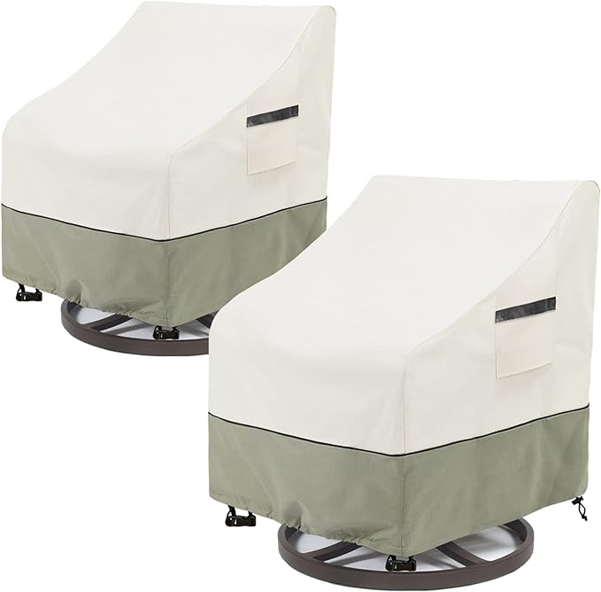 Outdoor Swivel Lounge Chair Cover 2 Pack,(35 W x 37 D x 38.5 H inches)100% Waterproof Heavy Duty Outdoor Chair Covers,Patio Furniture Cover for Swivel Patio Chair,Beige