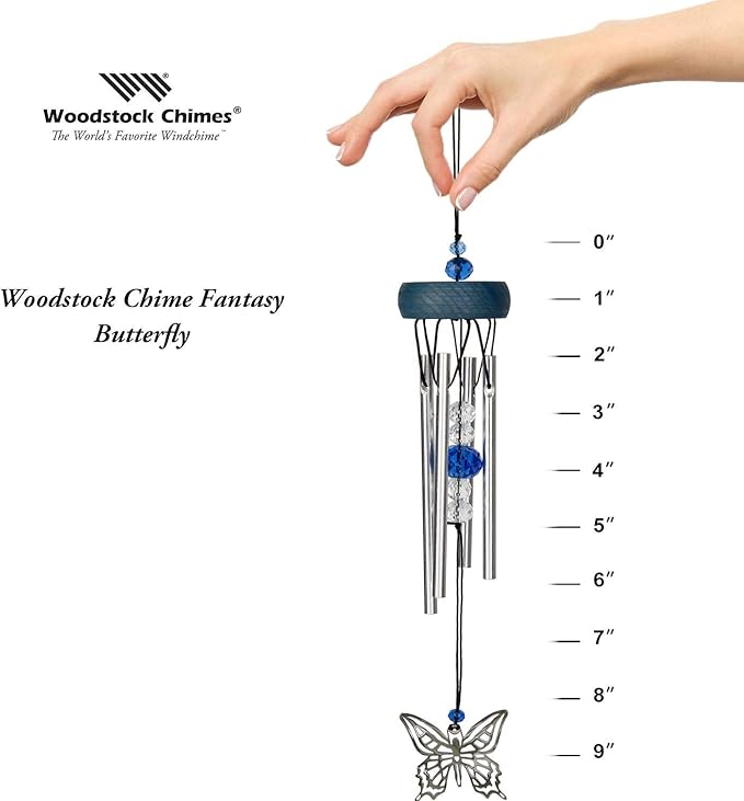 Woodstock Chimes Signature Collection, Fantasy, Butterfly 10'' Décor Designs - Small Chimes Wind Chimes for Outdoor, Patio, Home or Garden Décor (WCFB)