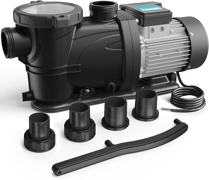In/Above Ground Pool Pump, Self Primming High Flow (Single Speed, 1.5HP, 7350 GPH, 220V)