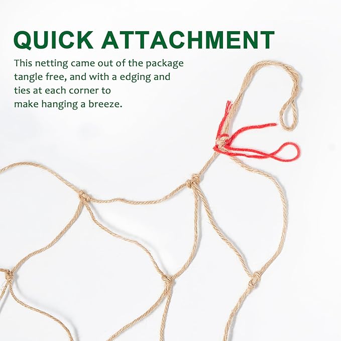 Jute Trellis Netting - Jute Netting for Garden, Heavy Duty Plant Support Netting for Climbing Plants, Cucumber, Vine, Fruits & Vegetables, Climbing Vining Plants (3.3 Ft X 16.4 Ft, 5.9 Inch Squares)