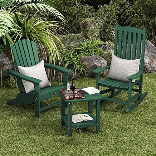 SERWALL Adirondack Table Outdoor Side Table Set of 2- Green