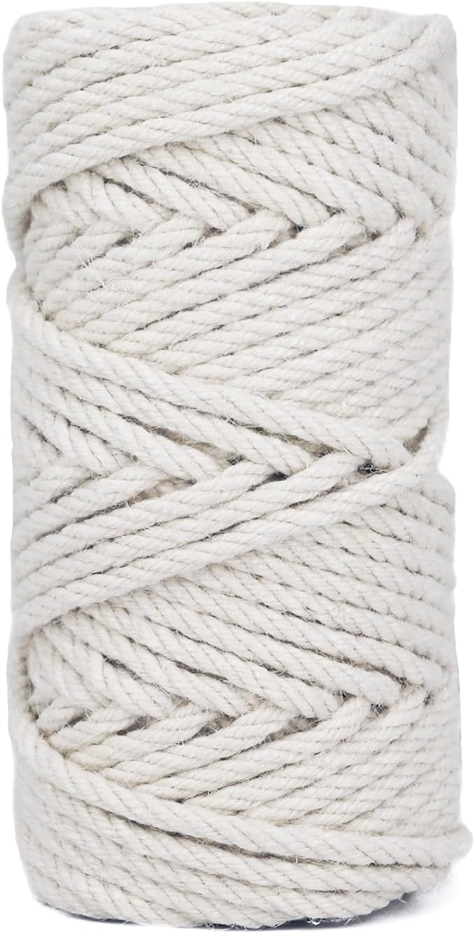 Leecogo 6mm Jute Rope 100 Feet Natural Craft Rope Twine String Perfect for Home Gardening Macrame Arts Crafts DIY Cat Scratching Post Replacement Repairing Recovering Cats Toy Making,White