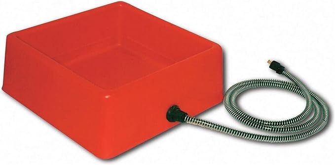 Farm Innovators 1.25 Gallon 60 Watt Electric Heated Pet Water Bowl with Thermostatic Control and Anti Chew Cord Protector, Red (2 Pack)