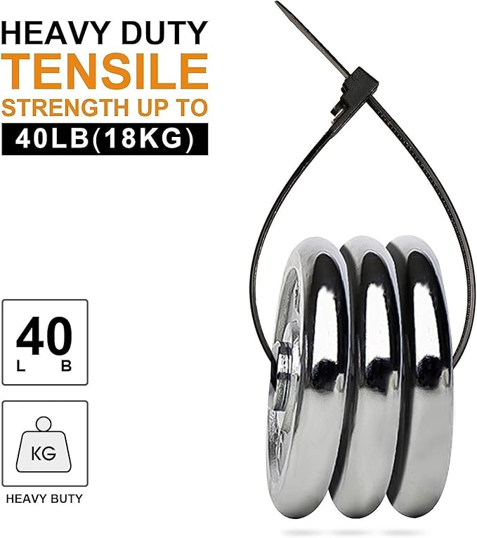 200Pcs 8Inch Heavy Duty Industrial Zip Toes,40lbs Tensile Strength Releasable Black Cable Ties, Reusable Zip Toes Tie Straps For Garden Plant Secure Vine, Home, Office Use