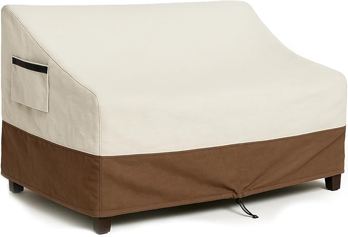 Outdoor Sofa Cover, Waterproof Patio Furniture Cover 78.7W x 38.2D x 35H inches Heavy Duty 600D Oxford Fabric White and Coffea