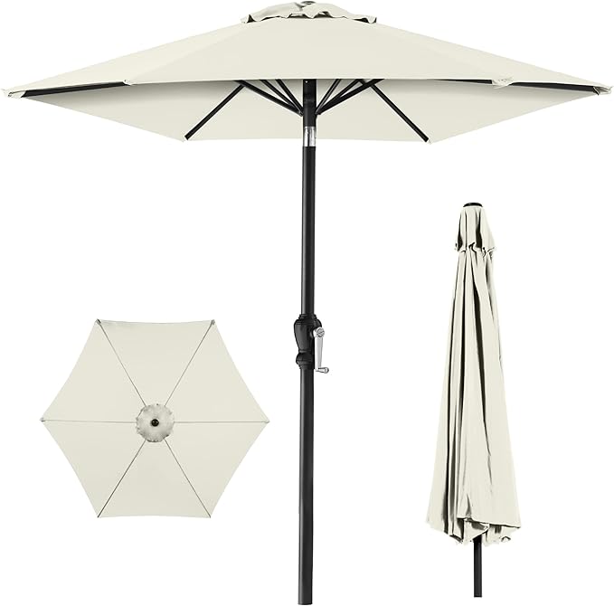 Best Choice Products 10ft Outdoor Steel Polyester Market Patio Umbrella w/Crank, Easy Push Button, Tilt, Table Compatible