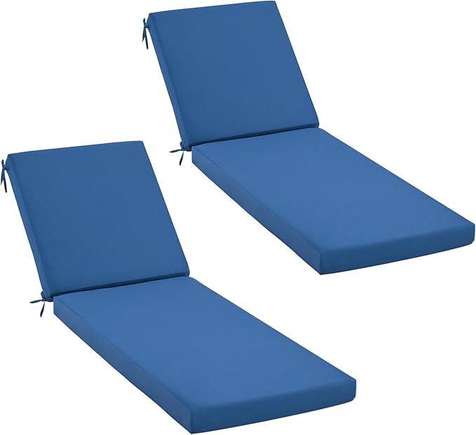 HOMREST 73.2x22.8x3.94 inches Lounge Chair Cushion Set of 2,Outdoor Chaise Lounge Cushion with Splash Fade Tear Resistant Fabric, Dark Blue
