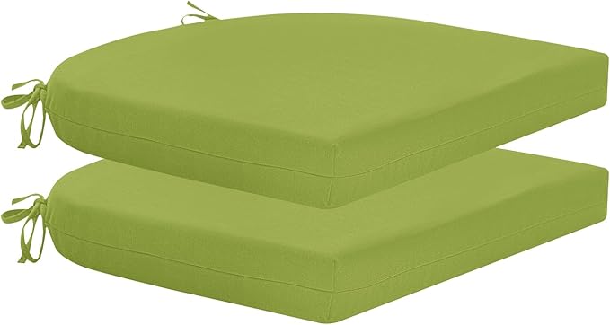 HARBOREST Outdoor Chair Cushions Set of 2, Water Resistant Patio Chair Cushions with Ties, Outdoor Seat Cushions for Patio Furniture, 17"x16"x2", Grass Green