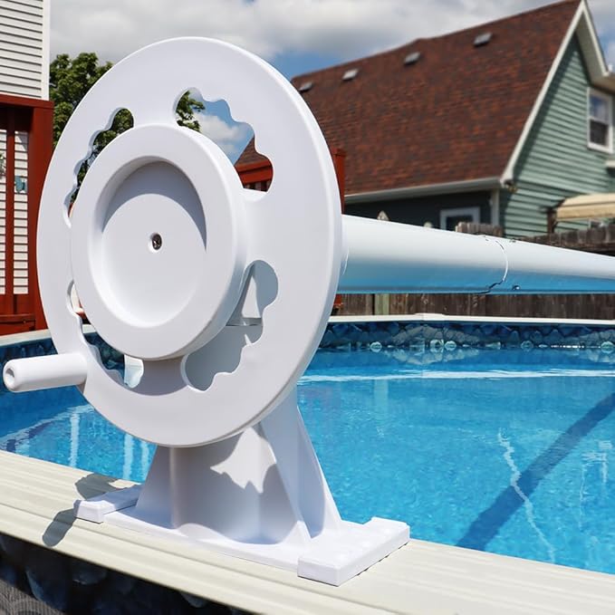 Sun2Solar Solar Cover Reel System for Round or Oval Above-Ground Swimming Pools | Fits Pools up to 24 ft Wide Without Decking | Easy One-Person Crank Operation
