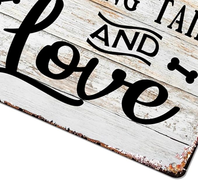 Dog Lover Home Sign Metal Wall Decor – Vintage Rustic Pet Quote Plaque for Entryway, Living Room, or Hallway – Heartwarming Gift for Pet Owners, Dog Moms & Animal Lovers (As the picture shows-1)