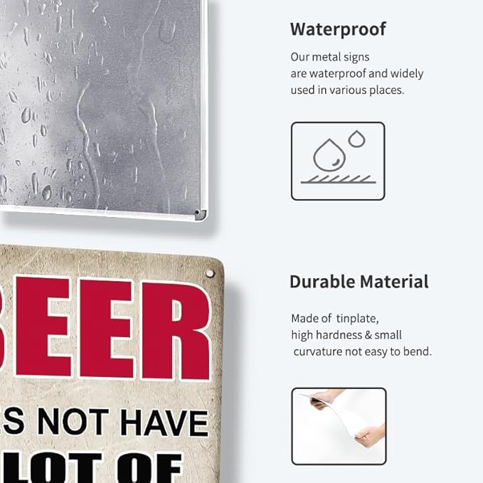 Retro-Style Funny Beer Tin Sign - Vintage Metal Wall Decor for Bar, Pub, Garage, and Tribal Table - Water-Proof, Dust-Proof, and Gift for Beer Lovers