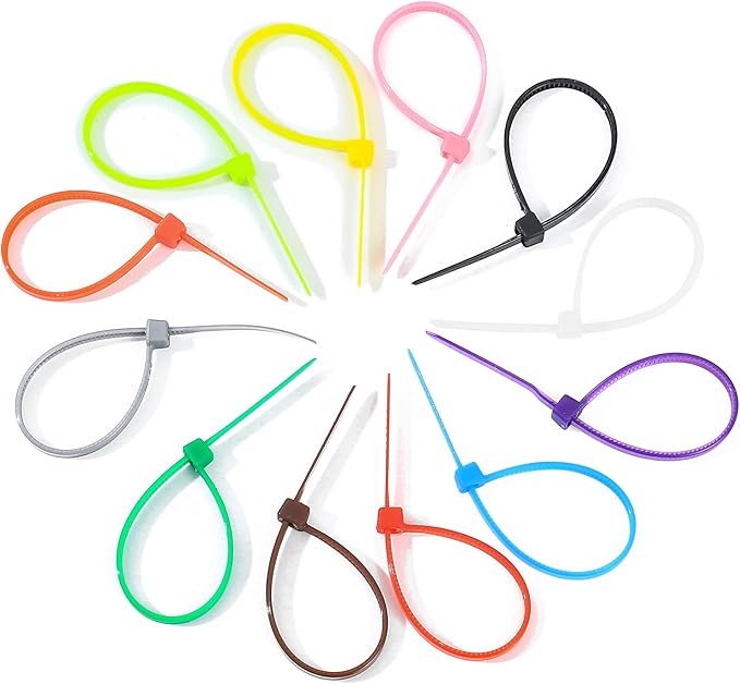 HexinYigjly1200 Pcs Mixed Colored Zip Ties, 4 Inch Multicolor Self-Locking Nylon Cable Zip Ties, 12 Assorted Colorful Cable Ties Resistant for Home Office Garden Garage Workshop chicken leg bands