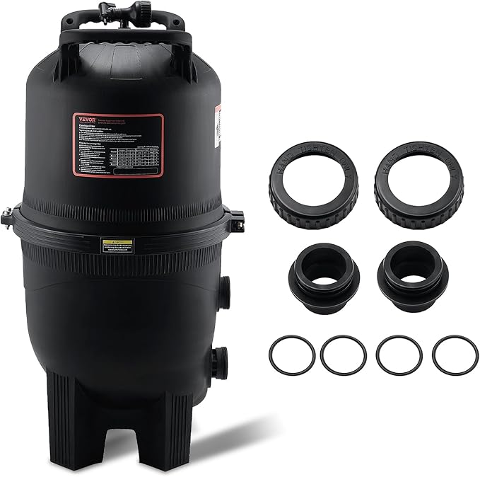 VEVOR 2025 Pro Cartridge Pool Filter Tank & Element for Above Ground & Inground Pools, Large 520-525Sq. Ft Cleaner System Compatible W/Pumps 1 to 3 HP| Up to 15311 GPH |for Pools Up to 122490 Gallons