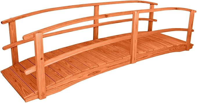12 FT Cedar Amish Made Garden Bridge with Double Rails for Walkway, Backyard Pond & Landscaping, Outdoor Wooden Footbridge for Koi Pond, Japanese Style Decorative Bridge, Made in USA