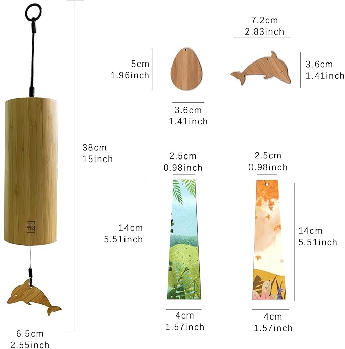LingTing Bamboo Wind Chimes for Sound Healing, Meditation, Relaxing Emotions,Chord Wind Chimes Hand-Cranked Wind Chimes Unique Decor Gardening Gift for Outdoor Decoration(Dm-Rain), Yellow