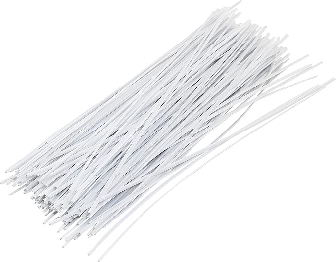 Piutouyar White Metallic Twist Ties 6 Inch / 150mm, Twist Ties with Rugged Metal Innercores, Reusable Fastening for Cable Organize(250Pcs)