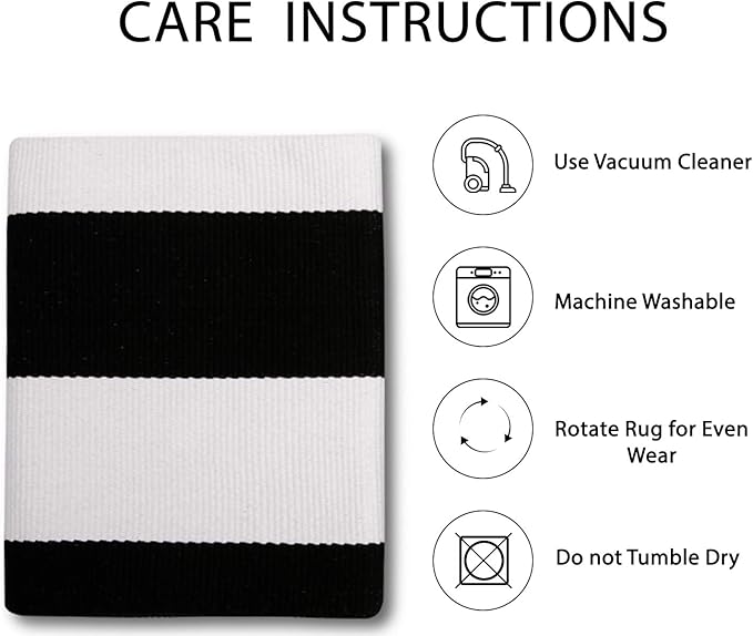 IOHOUZE Black White Striped Rug -4x6 Front Door Mats Outdoor,Washable Rug for Front Porch Decor,Spring Summer Welcome Mats Outdoor Indoor, Doormat for Farmhouse/Entryway/Home Entrance