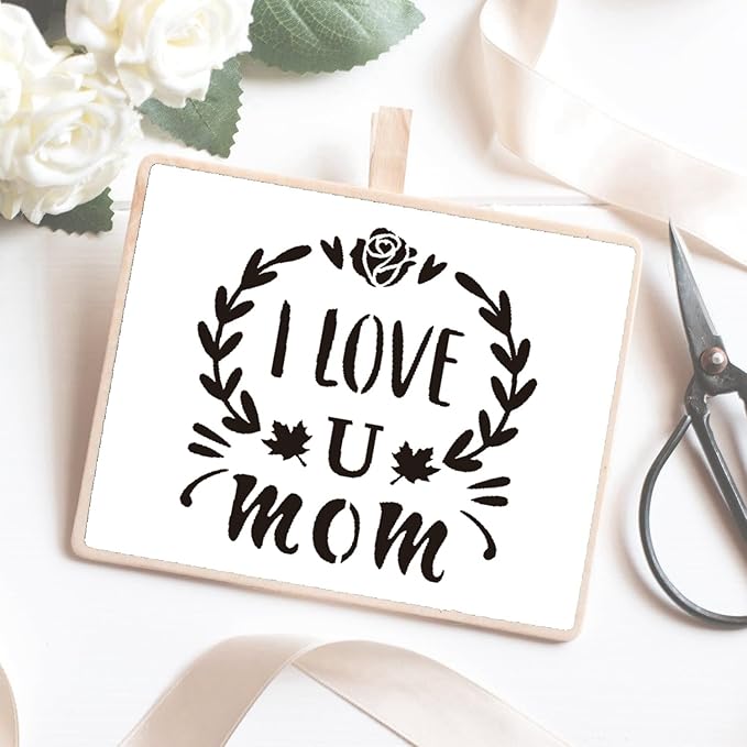 20 pcs Mother's Day Stencils Reusable, 6x6 Mother's Day Father's Day Theme Stencils for Painting, Drawing Spraying Template for Greeting Cards, Wall Window Door DIY Decoration (H-20PCS)