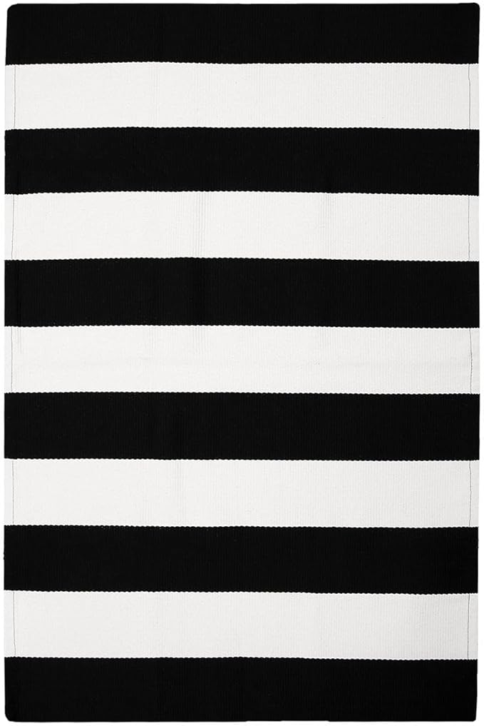 IOHOUZE Black White Striped Rug -3x5 Front Door Mats Outdoor,Washable Rug for Front Porch Decor,Spring Summer Welcome Mats Outdoor Indoor, Doormat for Farmhouse/Entryway/Home Entrance
