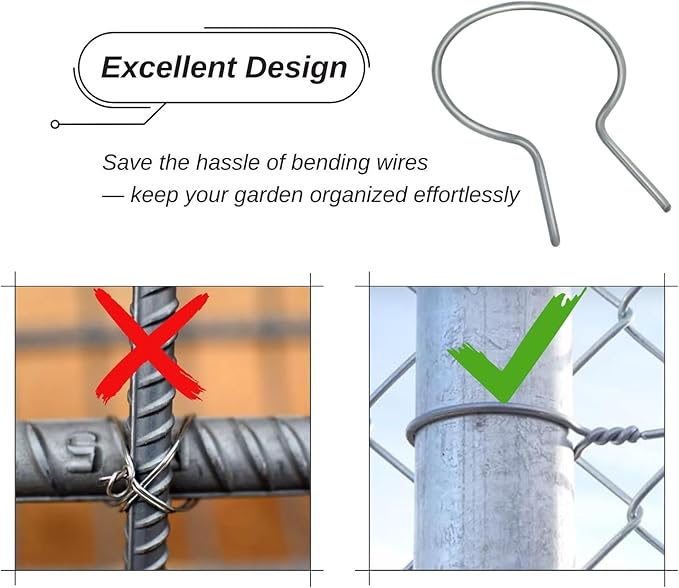 1 5/8" Chain Link Fence Ties 11 Gauge Galvanized Steel Twist for Securing Fences on Farms/Ranches/Gardens - (100 Pack)