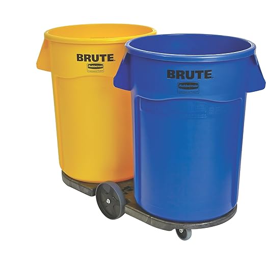 Rubbermaid Commercial Products BRUTE 32G Yellow Vented Trash Container, for Landscapers/Construction Sites/Restaurants/Back of House/Offices/Warehouses/Commercial Environments