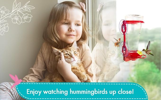 Window Hummingbird Feeders for Outdoors - Large Capacity - Durable Plastic - Easy to Clean and Refill - Window Bird feeders with Strong Suction Cups - Hummingbird Feeder