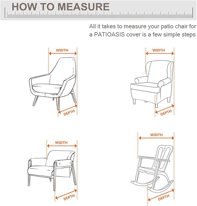 Patio Chair Cover Set of 2, Outdoor Small Chair Covers 29''L x 30''W x 36''H Waterproof Rip-Proof UV-Proof