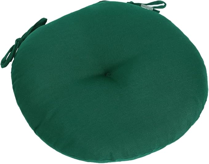 Bistro Chair Cushions 15 inch,Set of 2,Tufted Round Chair Cushions with Ties,15"x15"x4",Water Resistant Round Seat Cushion for Barstool Chairs,Patio Garden Kitchen Outdoor Furniture(Blackish Green)