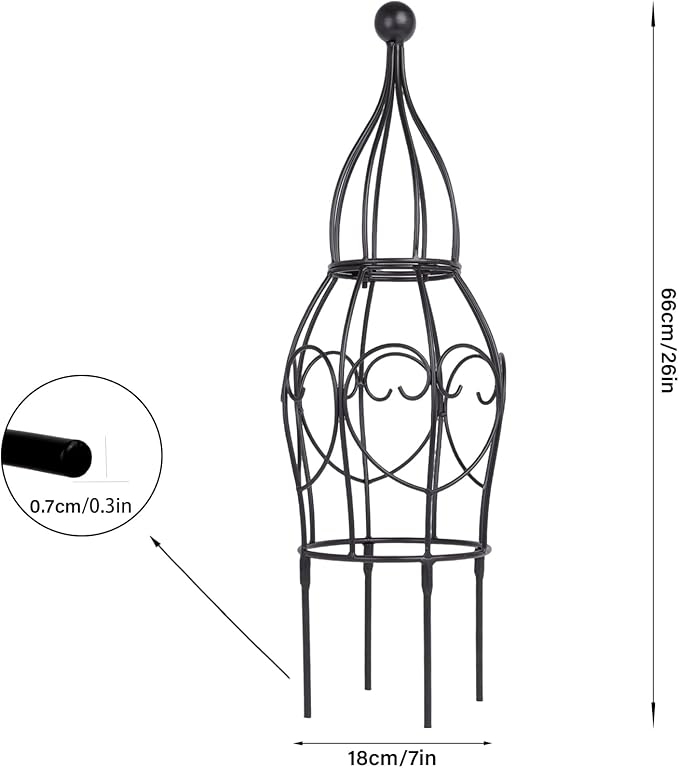 26” Metal Garden Obelisk Trellis for Climbing Plants - Sturdy & Stylish Support for Roses, Bougainvillea, and Potted Plants - Ideal Decorative Accent for Vertical Gardening Indoors & Outdoors