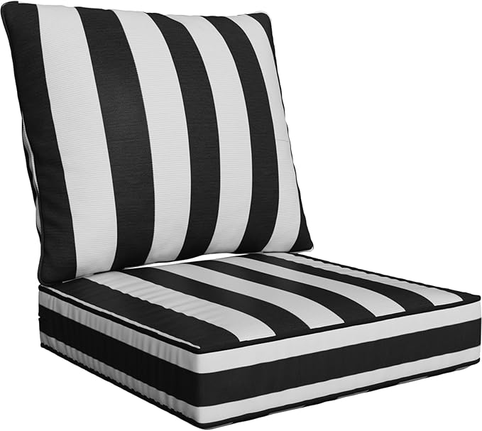 24" x 24" x 6" Outdoor Deep Seat Cushions - Waterproof & Fade Resistant Patio Furniture Replacement Cushions, Non-Slip Outdoor Cushions Fit Loveseats, Couches, Chairs, and Sofas