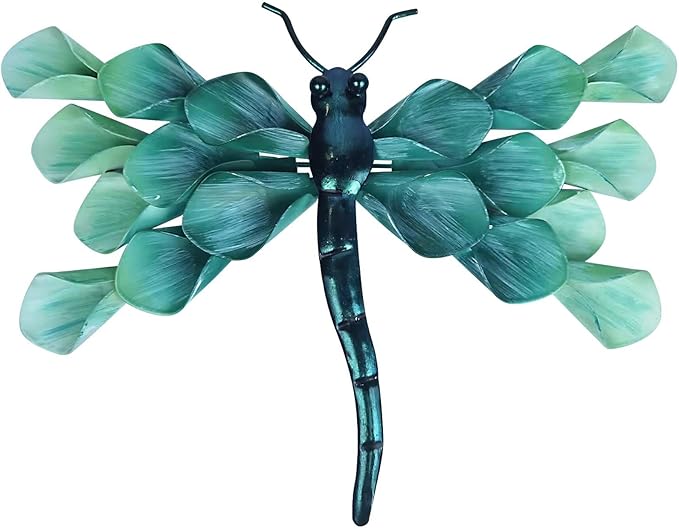 LIFFY Metal Dragonfly Wall Decor Handmade - Outdoor Metal Wall Art Decor for Patio Garden Fence Living Room, Bedroom, Dragonfly Gifts