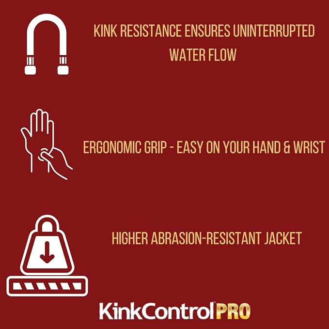 Kink Control Pro Garden Hose, Water Hosewith Superior UV Resistance, Ergonomic Grip, High Burst Strength, Triple Frame Technology for Kink Resistance, 100 Ft