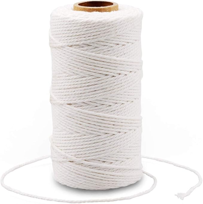 G2PLUS White String, Cotton Bakers Twine, 328 Feet 2MM Natural White Cotton String for Crafts, Gift Wrapping Twine, Home Decor, Gift Packaging