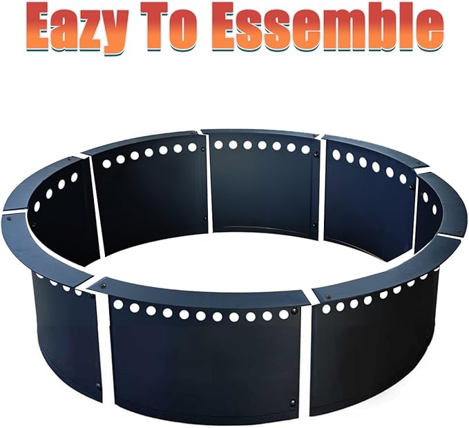 SoulMate Outdoor 64-Inch Outer/60-Inch Inner Fire Pit Ring Smokeless,Duty Solid Metal Steel Round Firepit Rim Insert for DIY Fire Pits, Outdoor Above or In-Ground, Camping Garden Patio Backyard.