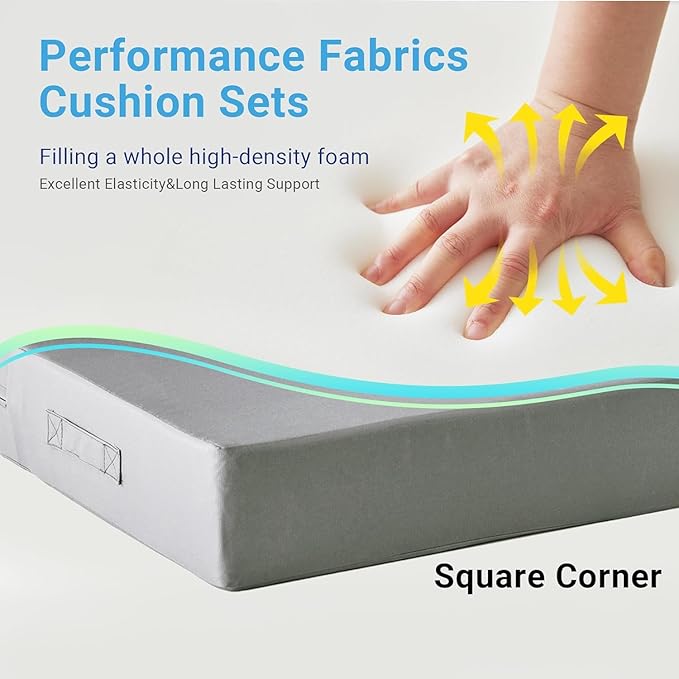 Outdoor Cushions for Patio Furniture,Outdoor Seat Cushion Set 24 x 24 x 5.75 Inch,Waterproof & Fade Resistant Outdoor Chair Cushions,Deep Patio Chair Cushion with Removable Cover,Grey