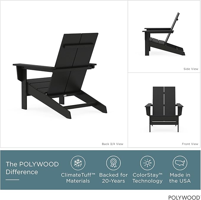 POLYWOOD Contemporary Modern Oversized Adirondack Chair in Black