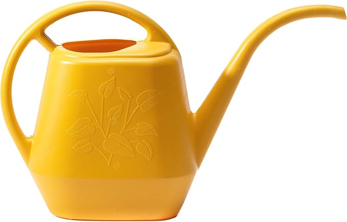 Bloem Aqua Rite Watering Can: 56 Oz - Earthy Yellow - Large Capacity, Extra Long Spout, Durable Plastic, One Piece Construction, for Indoor & Outdoor Use, Gardening