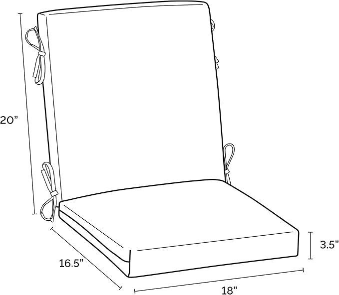 Arden Outdoor Midback Chair Cushion, 18 x 16.5, Aqua Leala