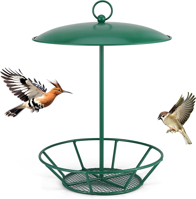 Suet Feeder Cylinder Bird Feeder S-6-2 Seed Cake Feeders Green Metal Feeders for Hanging Garden Backyard Outdoors Wild Birdfeeding