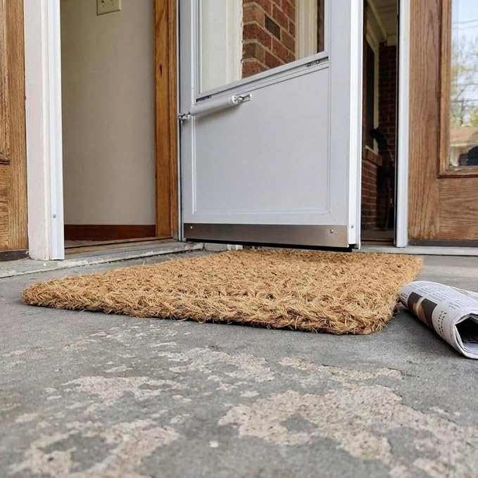 Kempf Dragon Weave Coco Coir Doormat, 18" x 30", Hand-Twisted Interwoven Fibers, Breathable Woven Backed Scraper Mat for Indoor Outdoor Entryways