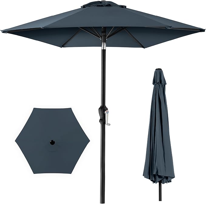 Best Choice Products 10ft Outdoor Steel Polyester Market Patio Umbrella w/Crank, Easy Push Button, Tilt, Table Compatible