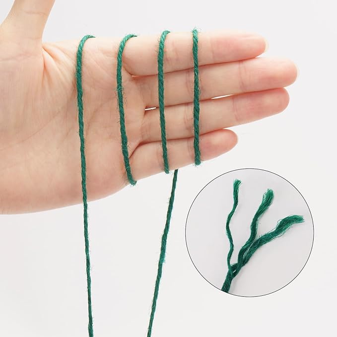 Anwyll 656Feet Green Twine String - 2MM Thick Natural Jute Twine String Heavy Duty Garden Twines Strings Hemp Rope for Climbing Plants Gardening Tomatoes Crafts Gift Wrapping Christmas Decorations