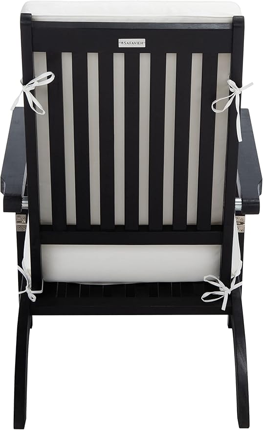 SAFAVIEH Outdoor Collection Palmdale Black Solid Wood/Beige Cushion Chaise Lounge Chair (PAT7015G)