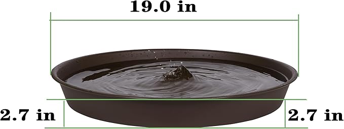 2 Pack of 18 19 inch Tray, Large Plant Saucer, Bird Baths Tray, Deep Durable Bird Bath Bowls only, Birdbaths for The Garden, Flower Pot Saucers Round (Chocolate Brown)