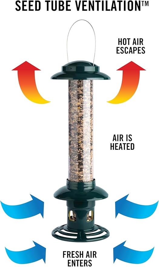 Squirrel Buster Evolution Truly Squirrel-Proof Bird Feeder, Double Cardinal Ring, 1.9-Pound Seed Capacity, Green