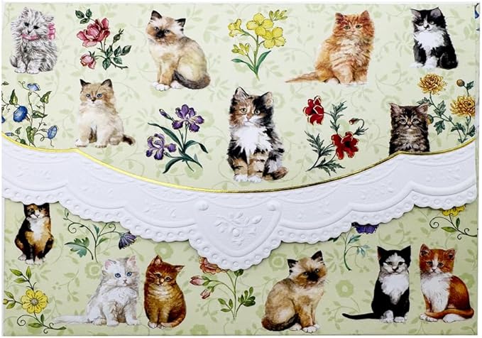 Poster Foundry Kittens Cats Portfolio Boxed Note Cards by Carol Wilson. 10 embossed 4x5 Die-Cut Notecards and Matching Envelopes in Decorative Gift Box with Magnetic Flap. NCP2371