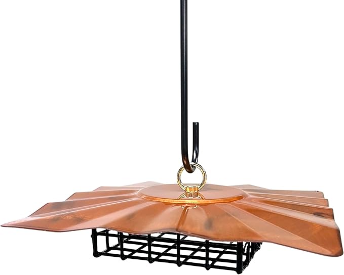 Erva Upside-Down Suet Feeder with Copper Finish Roof - Made in USA Premium Suet Feeder (SUET3S)