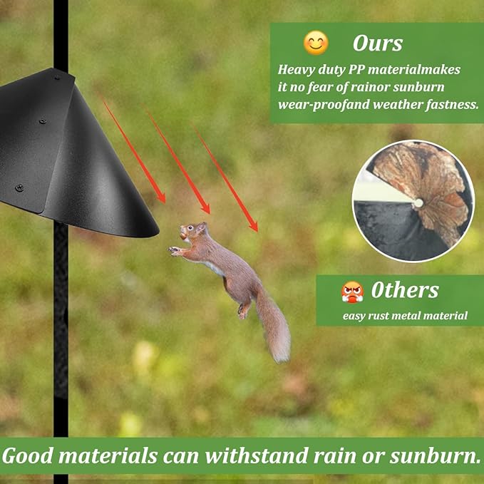 2 Pack 19 Inch Squirrel Baffle for Bird Feeder Pole,Outside Pole Mount Bird House Guard for Outdoor Shepherd’s Hook, Squirrel Stopper Protect Against Raccoons Rodents